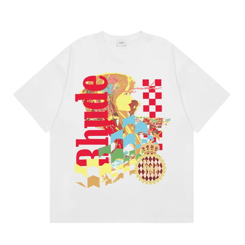 

Рубашка с принтом ревеня для мужчин и женщин, летняя тканевая футболка с надписью, топ оверсайз с коротким рукавом, 2023ss