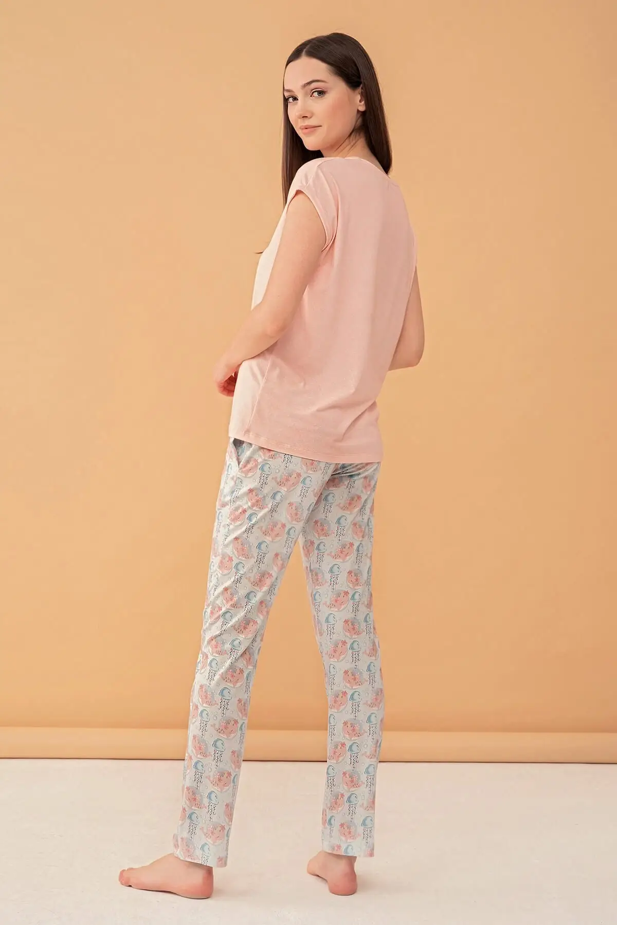 

Women's Pajamas Whale Printed Short Sleeve Sleep Lounge Pajamas Nightwear Sleepwear Night Suit Casual Home Clothing