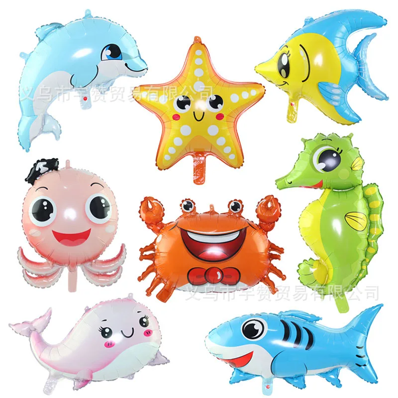 

Ocean Theme Animal Aluminum Film Balloon Crab Starfish Octopus Dolphin Whale Children's Birthday Party Decoration Toy Small Gift