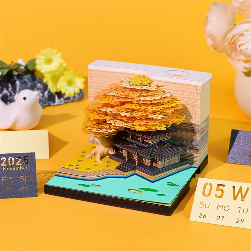 Настольный календарь на дереве со светодиодной подсветкой 2025 год блокнот