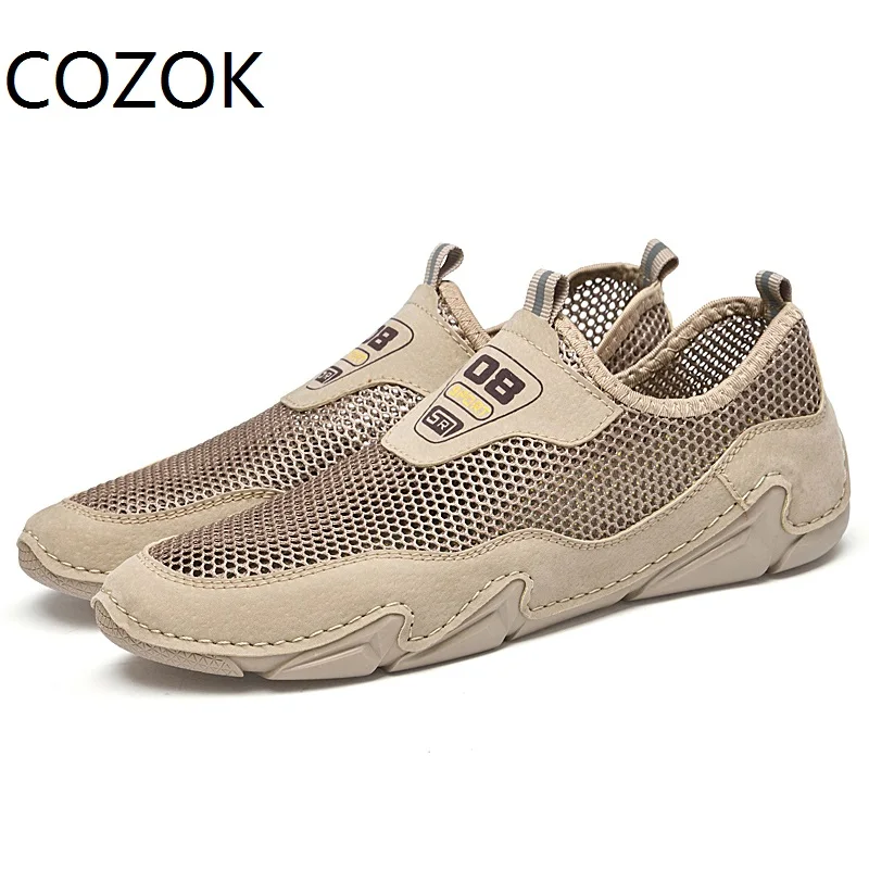 

COZOK Summer Selling Large Size Sports Loafers Holiday Mountaineering Fishing Cycling Simple BreaThable Mesh Shoes