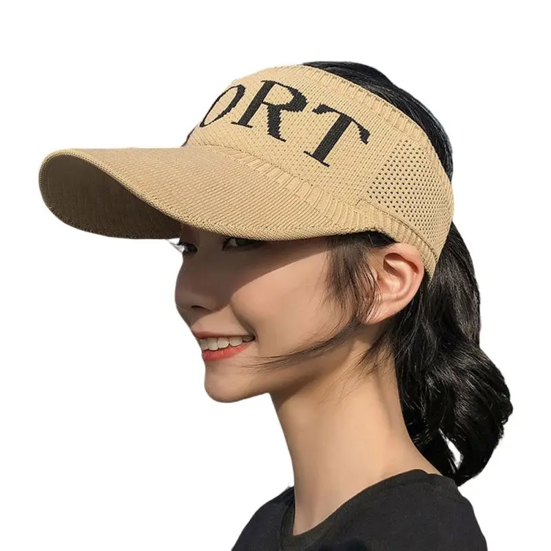 

Wide Brim Knitted Sun Visor Hat for Women Large UV Protective Letter Golf Beach Cap Sport Wear Athletic Sun Visor Caps FDGEWQ1