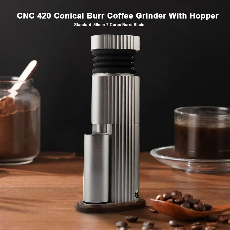 

Mini Electric Single Dose Coffee Grinder DC Motor 420 Stainless Steel 38mm 7 Cores Conical Burr Portable Coffee Grinders