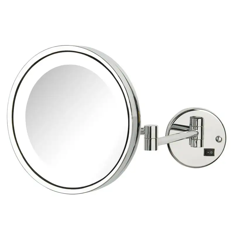 

HL1016NL 9.5-Inch LED Lighted Wall Mount Makeup Mirror with 5x Magnification, Nickel for Desktop Shower Bathroom Use