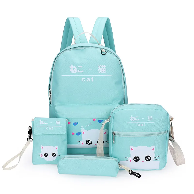 

DIOMO 2022 4pcs/Set Laptop School Backpacks for Girls Boys Teenagers Female Bagpack Sac A Dos Femme Cute Cat Oxford Satchel Kids