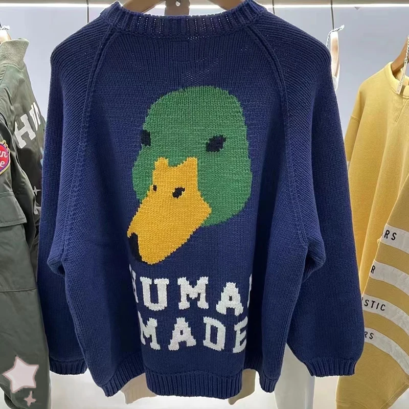 

Green Duck Knitted Dry Alls Blue White Human Made Sweater 1:1 Quality