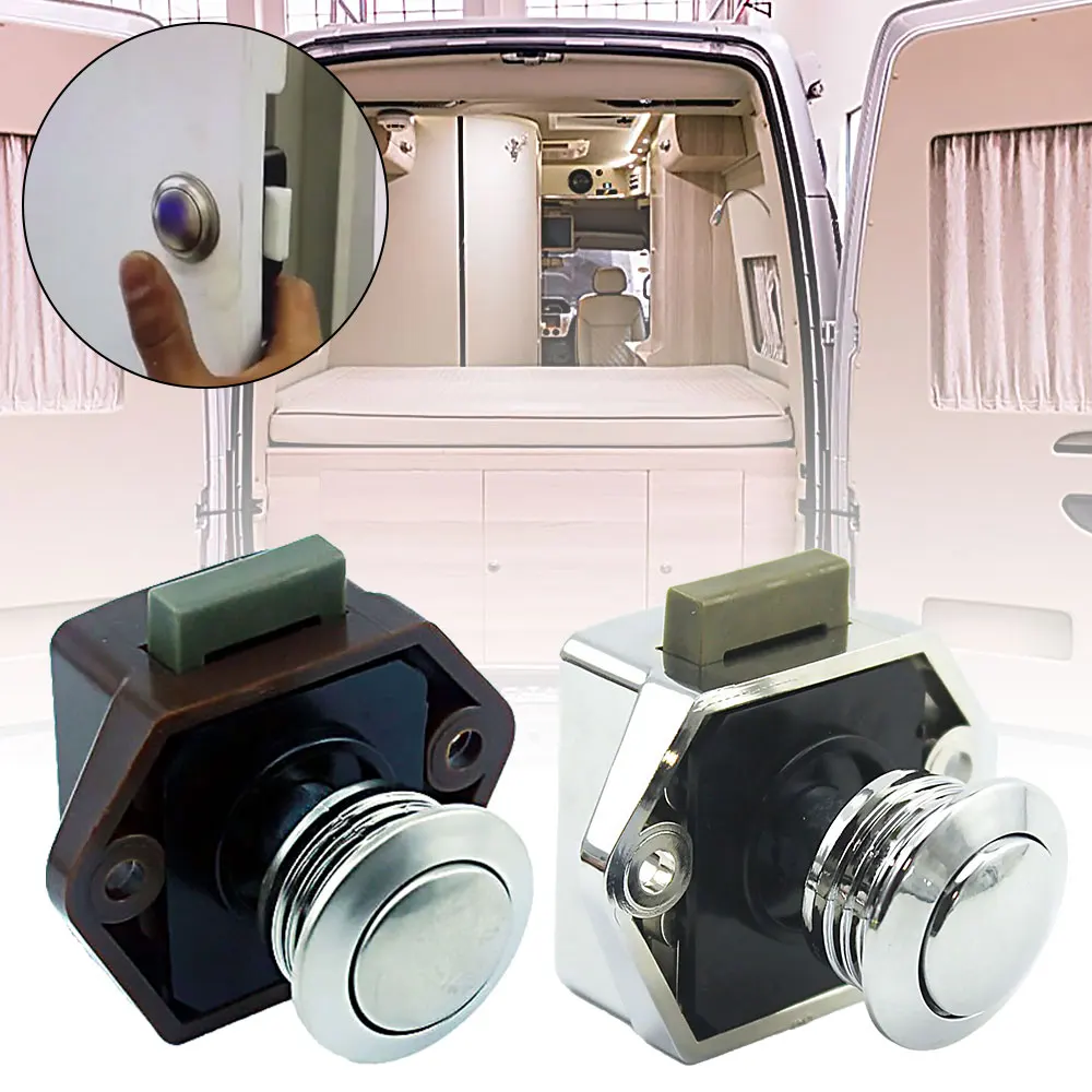 

Push Button Drawer Cupboard Door Catch Lock Yacht Rv Hinges Locker Lock