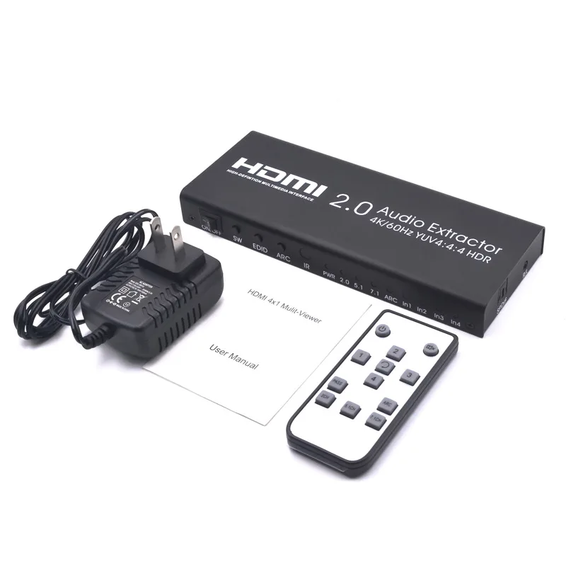 

Аудио-экстрактор Hdmi 2,0 на Hdmi 2,0, переключатель Hdmi 4X1, переключатель, аудио-экстрактор, преобразователь 4K @ 60 Гц 3D для ТВ-приставки PS3 PS4