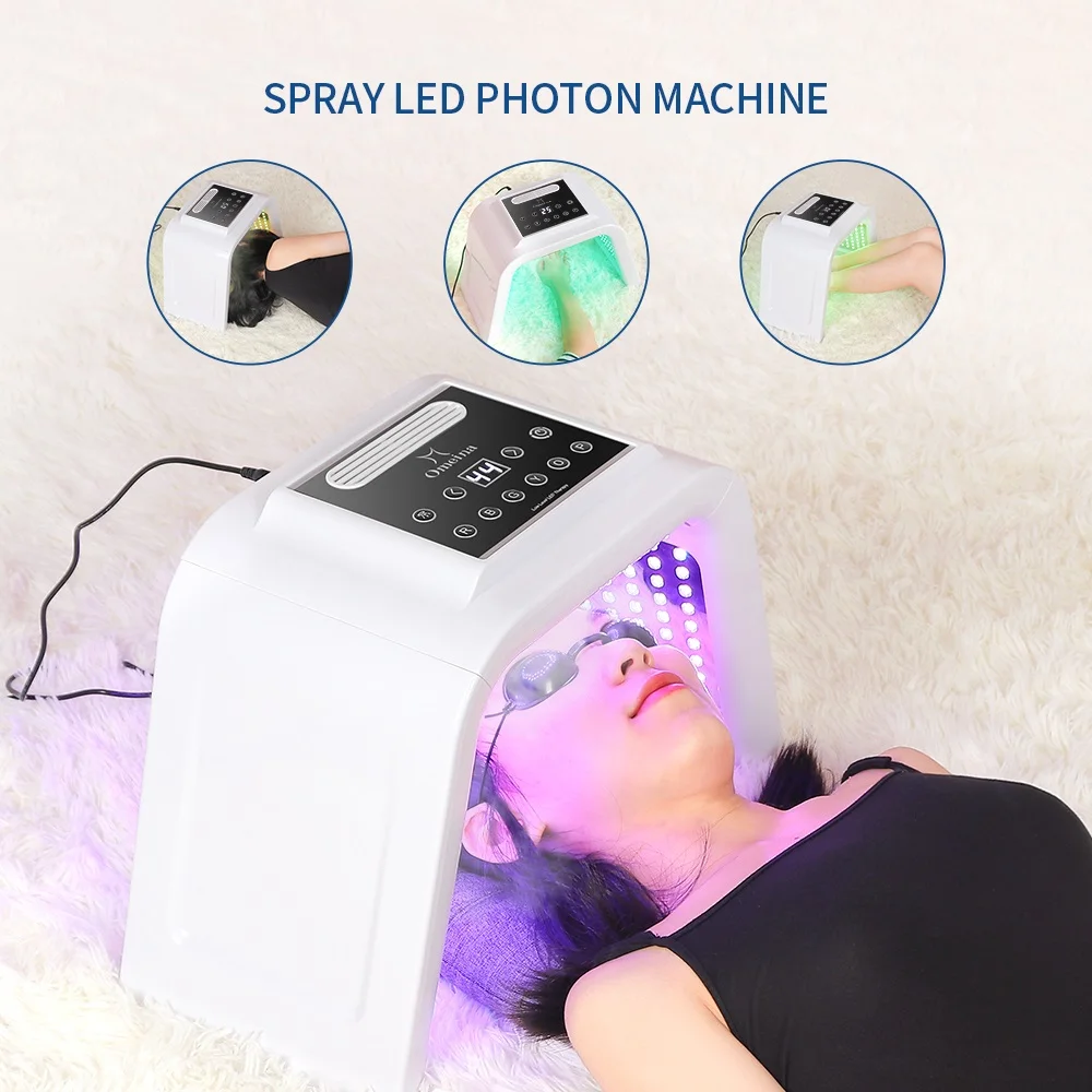 Foldable 6 Colors PDT LED Photon Therapy Mask With Nano Spray Beauty Device Facial Mask Anti Acne Aged-Wrinkle Skin Lightening