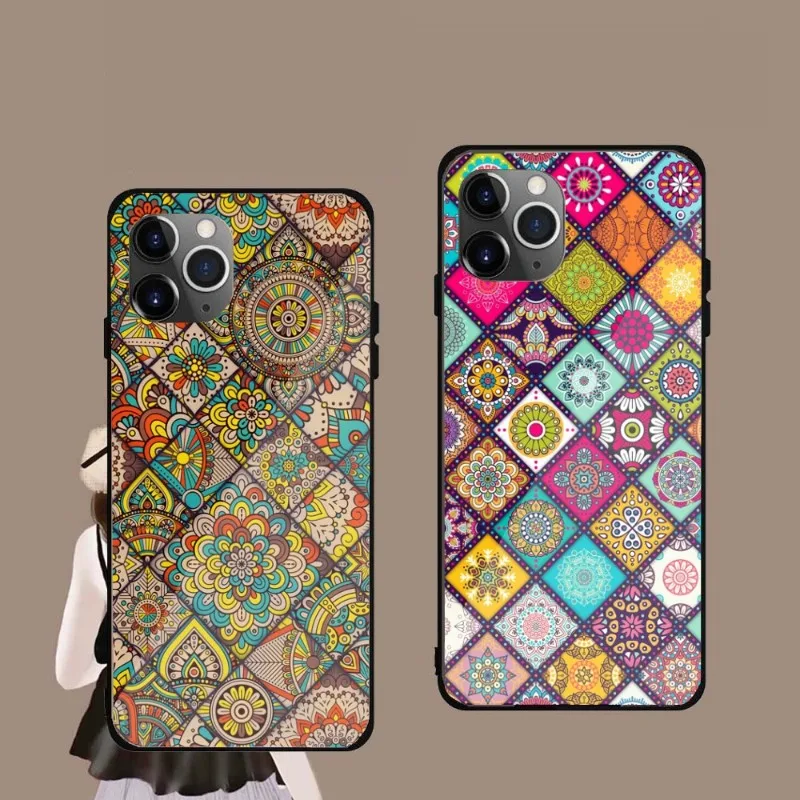 

Винтажный чехол для телефона в стиле ретро для IPhone 14, 13, 12, 11, XS, X, 8, 7, 6 Plus, Mini Pro Max, SE 2022, черный стеклянный чехол из поликарбоната и ТПУ для телеф...