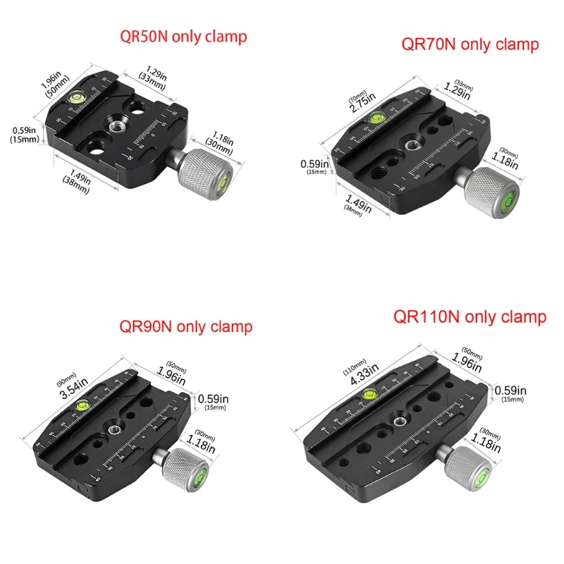 Description Picture 4 of itemAluminium 50mm/70mm/90mm/110mm Quick Release Clamp Tripod Ball Head Mount Clamp for Arca-Swiss Standard Camera Monopod