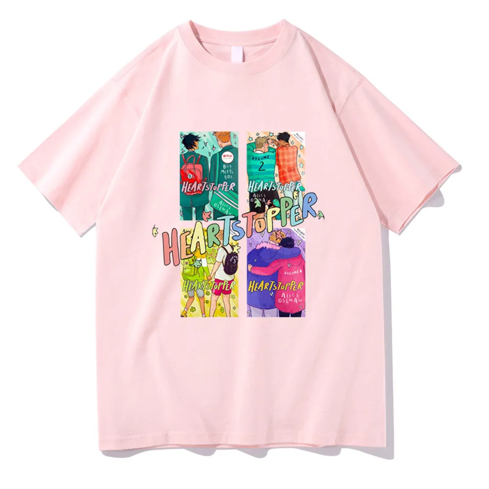 

Футболки в стиле хип-хоп для мужчин и женщин, мужские футболки, топы, футболка с рисунком Ника и Чарли Hi Heart stopper, Camiseta