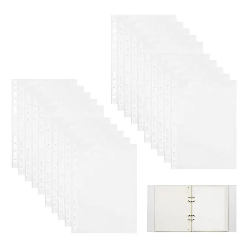

Clear Binder Pockets 20pcs Waterproof Transparent Document Folders Multifunctional Student Manual Folder Recyclable PP Binder