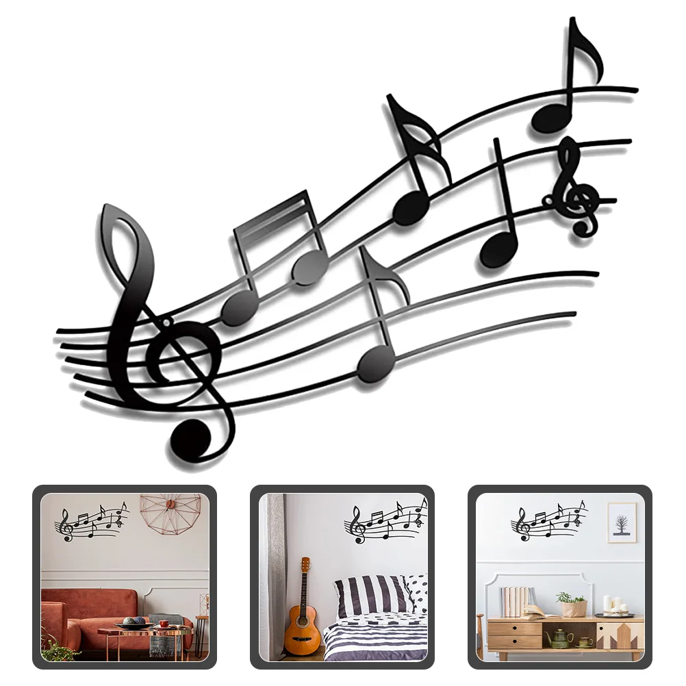 

Wall Music Decor Notes Hanging Metal Sign Treble Clef Sculpture Decorations Bedroom Room Party Musical Note Black Large Kitchen