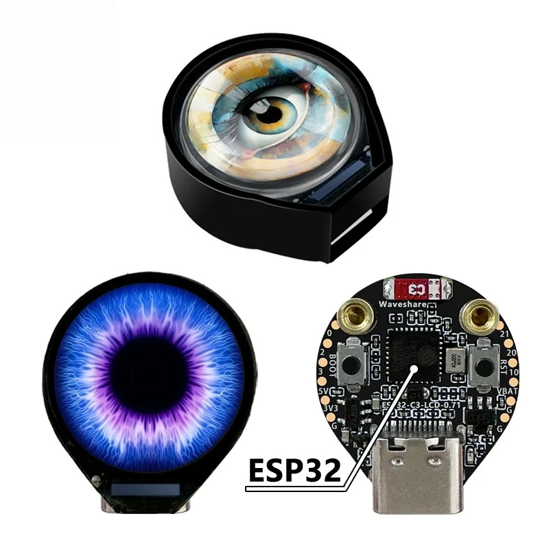 Фото Плата для разработки ESP32 C3, электронный дисплей-часы с круглым ЖК-экраном 0,71 дюйма, электронное колесо для ввода данных №1