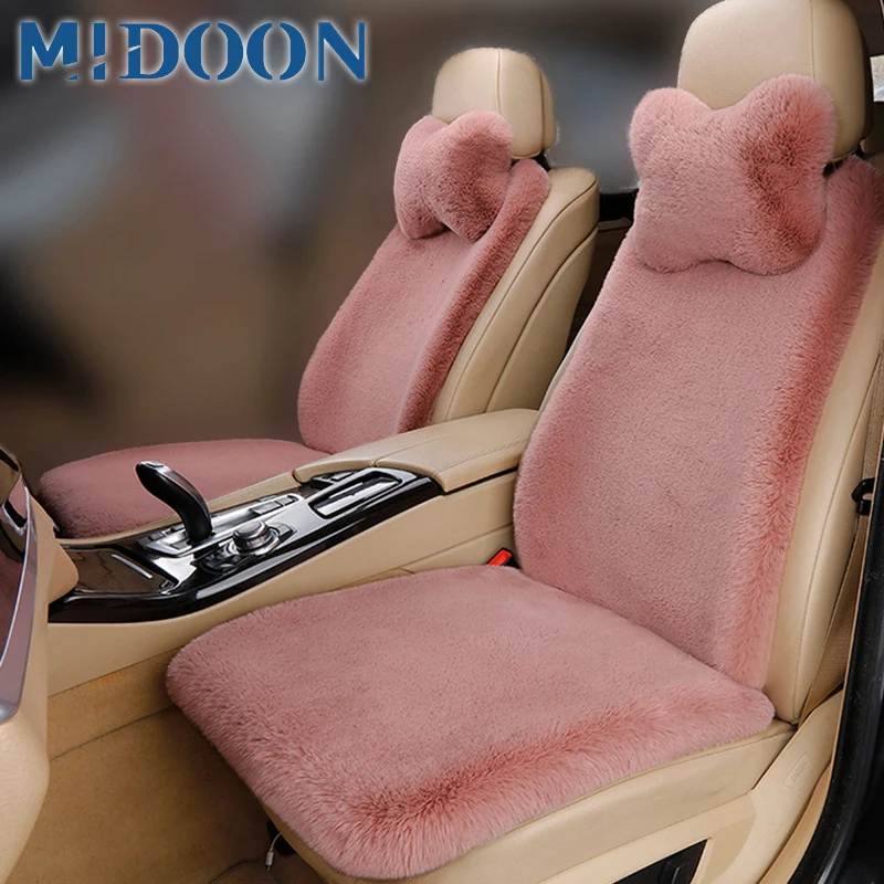 

Универсальный Зимний чехол MIDOON из искусственного меха на переднее сиденье автомобиля, теплые короткие плюшевые подушки, аксессуары для интерьера
