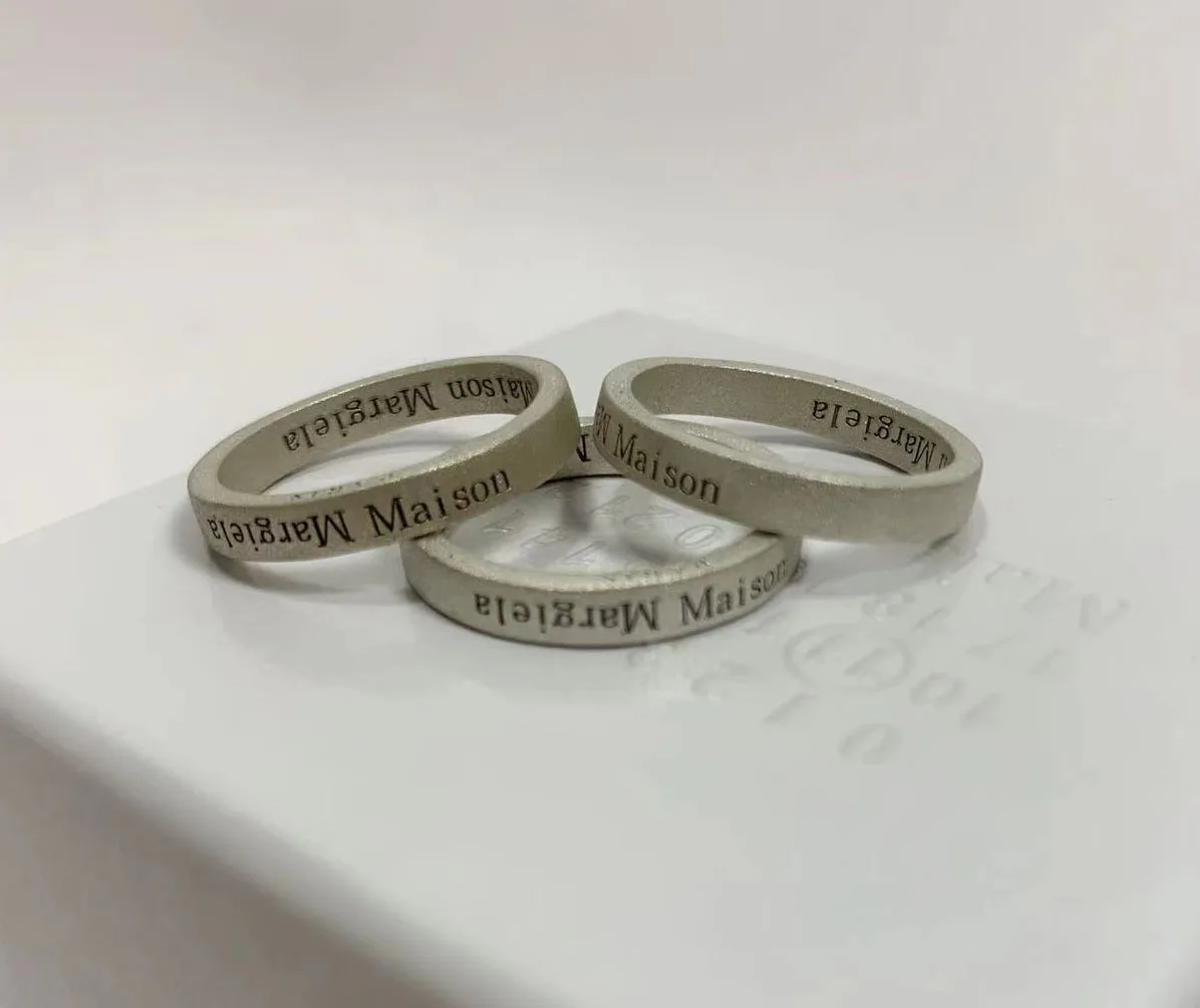 

Margiela Style Margiela 925 Silver Thin Reversed Letter LOGO Men's and Women's Rings Couple Ring Jewelry
