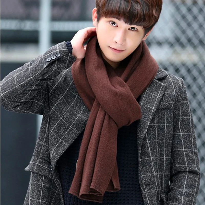 

New Arrived Brand Men Scarf Knit Sprin Winter Scarves Lon Size Male Warmer Women's Solid Color Wool Bufanda
