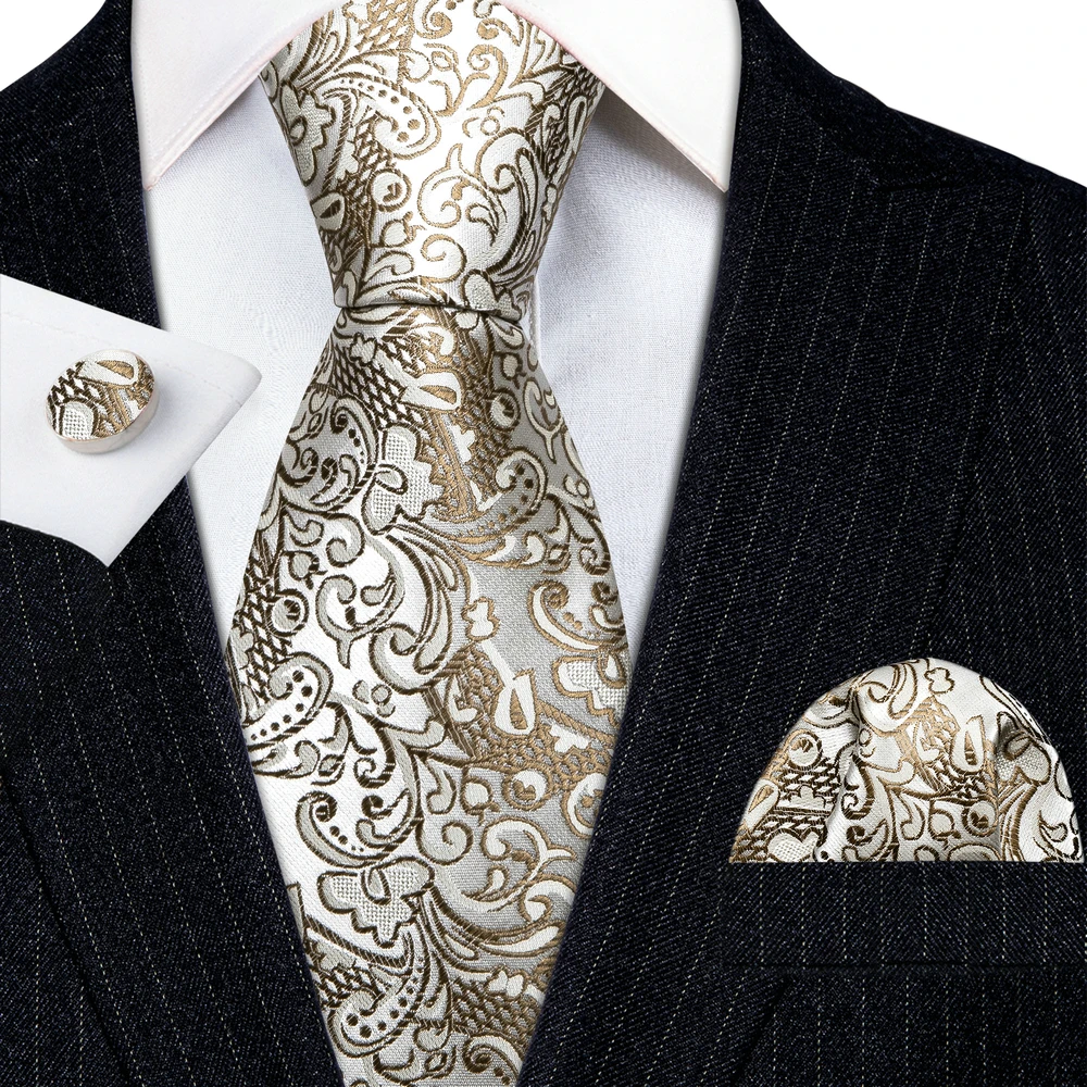 

Элегантный мужской галстук, набор, белый, серебристый, цвета слоновой кости, Цветочный, Шелковый, шейный галстук, карманный, квадратные запонки, свадебные, Барри · Ван, зажим для галстука 5960