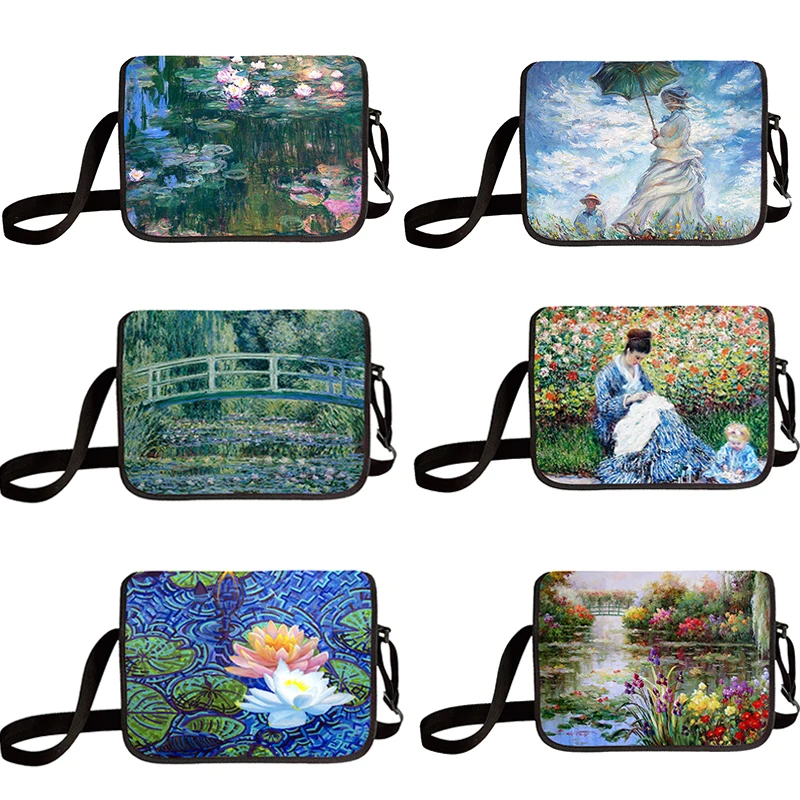 

Vintage Painting Water Lily / Lotus Printt Messenger Bag Women Travel Storage Bags Shopping Fashion Shoulder Bag