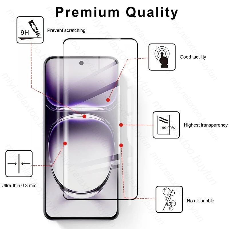 Изогнутое закаленное стекло 4To1 19D Защита экрана для Oppo Reno12 Pro 5G Защитное камеры Opo