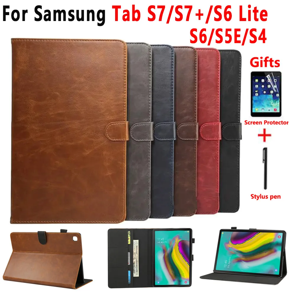 

Premium Leather Case For Samsung Galaxy Tab S5E 10.5 S7 Plus 11 12.4 S6 Lite 10.4 S4 T725 T870 T970 P610 T860 Smart Cover Tablet