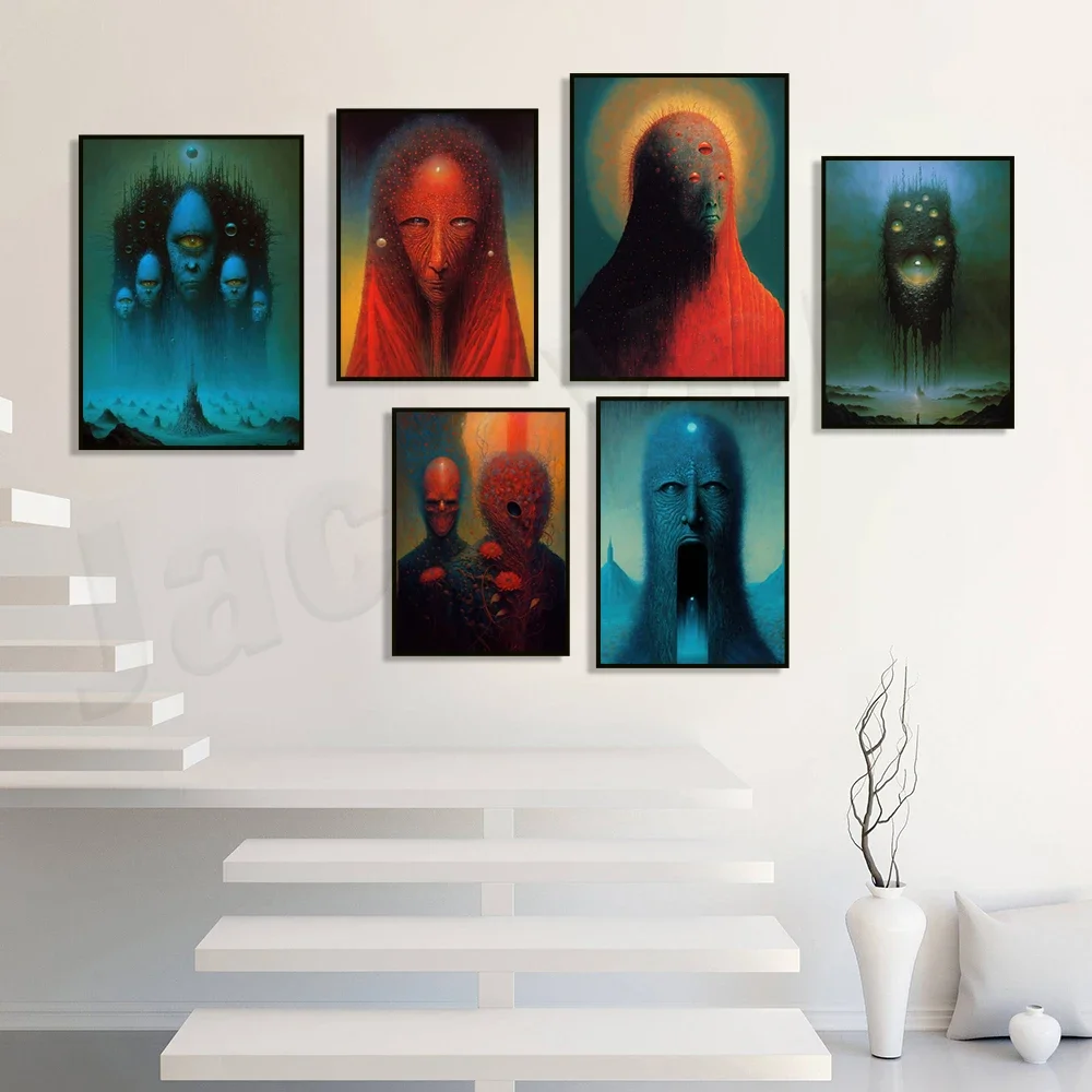 Плакат Zdzisław Beksiński польское искусство глаз судьбы сюрреалистический