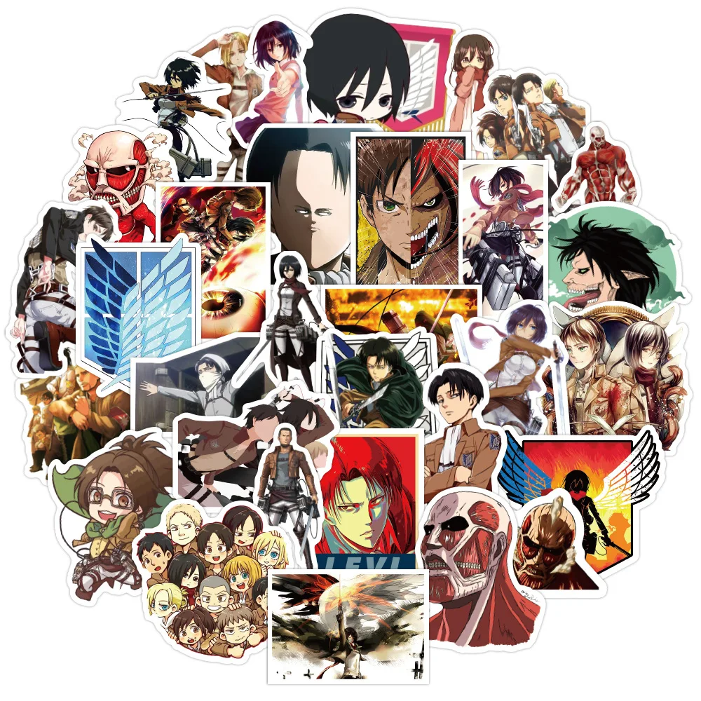 

100PCS Attack On Titan Anime Stickers Skateboard Laptop Suitcase Phone Graffiti Cartoon Stickers Decal Kid Toy