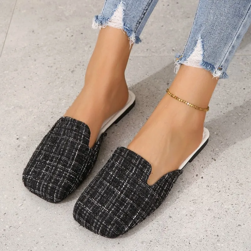 

2023 New Flats Casual Women Slippers Fashion Mules Shoes Summer Sandals Flip Flops Slingbacks Walking Beach Home Shoes Slides