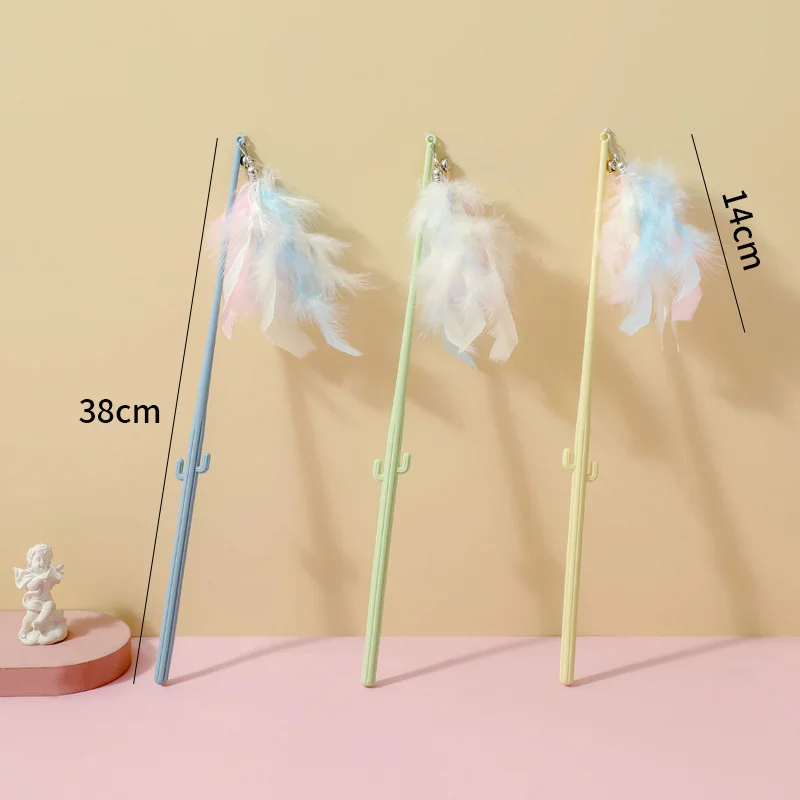 

1Pc Teaser Cat Toys Funny Interactive Feather Wand with Small Bell Plastic Colorful Kitten Teaser Toys for Cat Pet Supplies