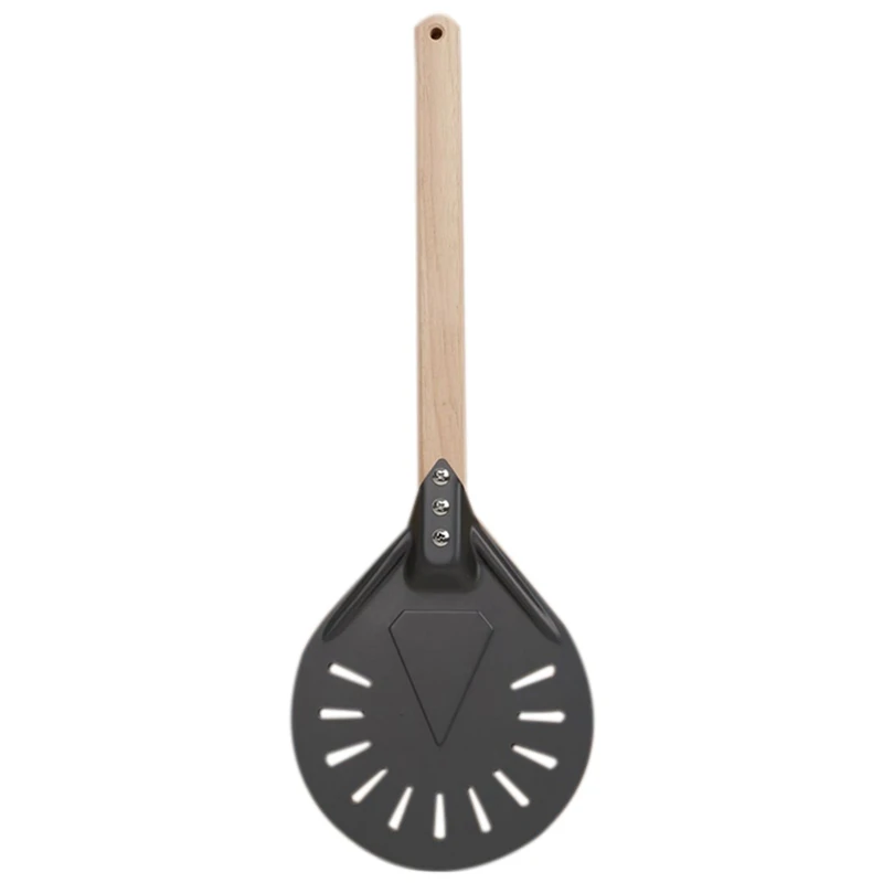 

New Pizza Turning Peel Round Head Wooden Long Handle Pizza Shovel Perforated Pizza Paddle Baking Tools 7 Inches
