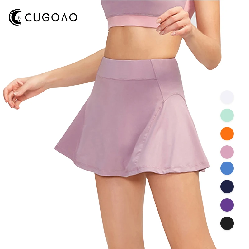 

CUGOAO Solid Tennis Skirts Women Badminton Golf Dancing Skirt High Waist Fitness Workout Shorts Athletic Running Sport Skorts