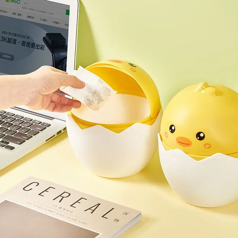 

Cute Desktop Garbage Cans Home Mini Small Living Room Bedroom Coffee Table Flip Cover Storage Bucket Crumbs Paper Basket Trash