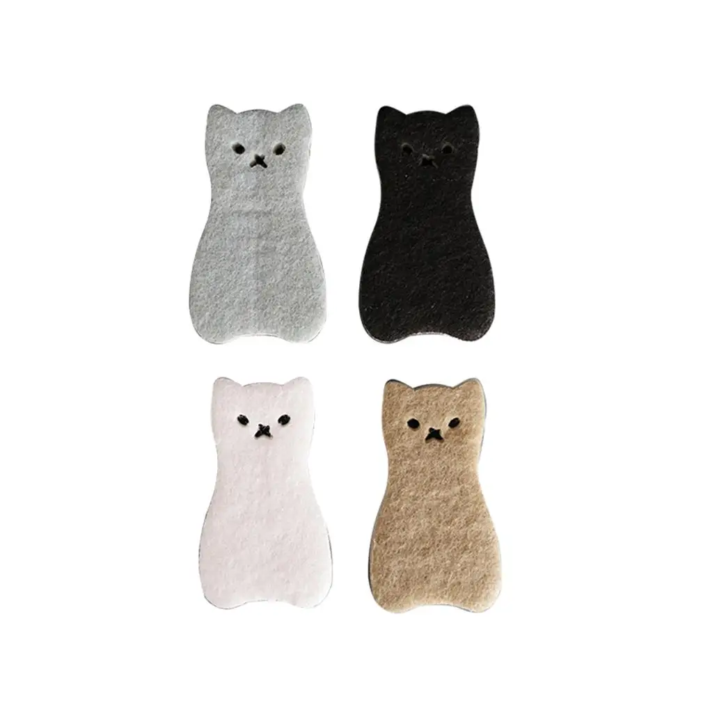 

4 Pieces Cat Shape Sponge 3 Layer Dishwashing Dishcloth Cleaning Tool