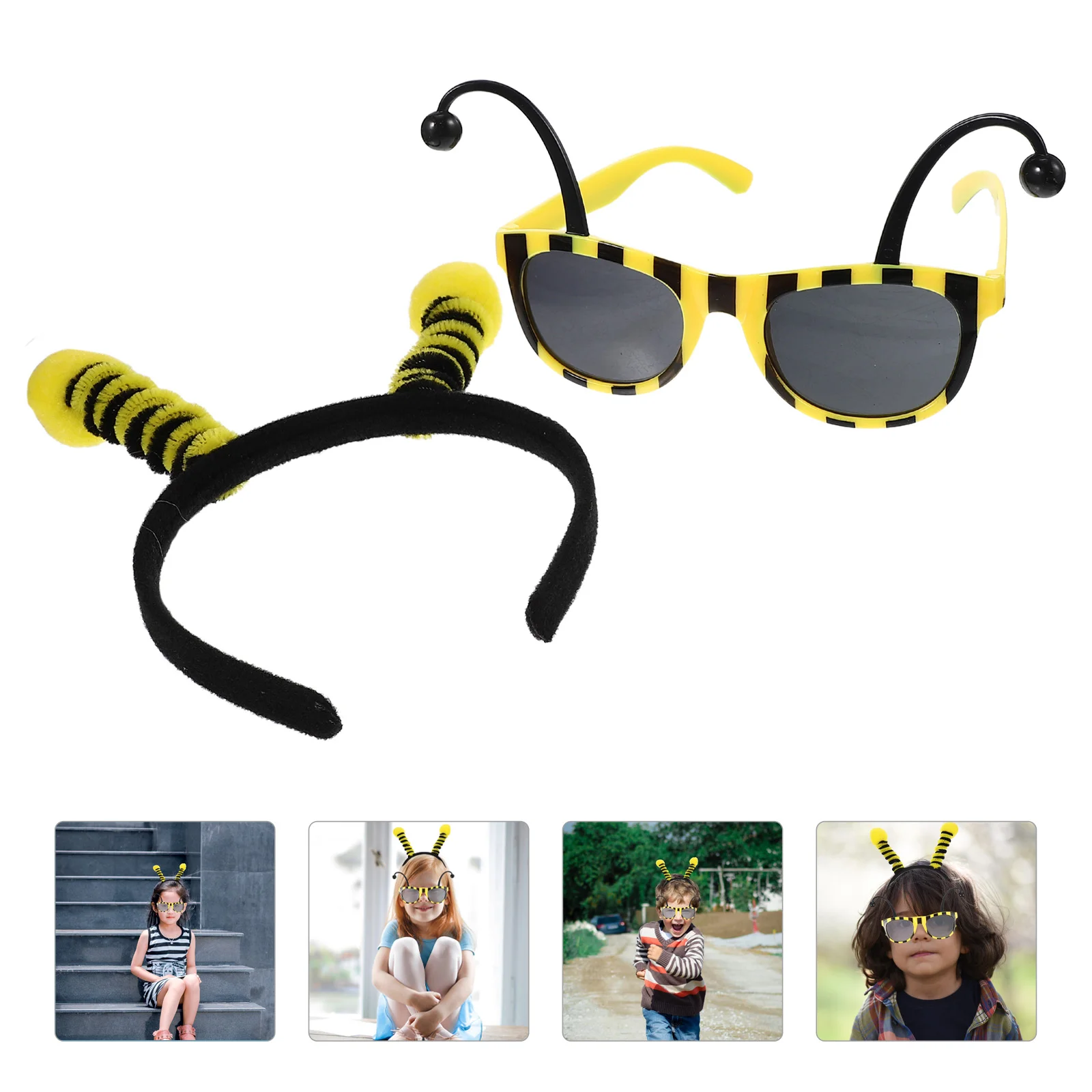 

Bee Headband Sunglasses Costume Honey Party Antenna Hair Glasses Head Novelty Headpiece Eyeglasses Eyewear Funny Accessory