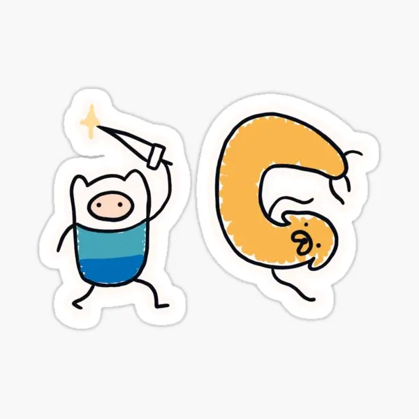 

Finn And Jake Doodle 5PCS Stickers for Water Bottles Window Laptop Home Print Wall Anime Living Room Car Kid Decorations Funny