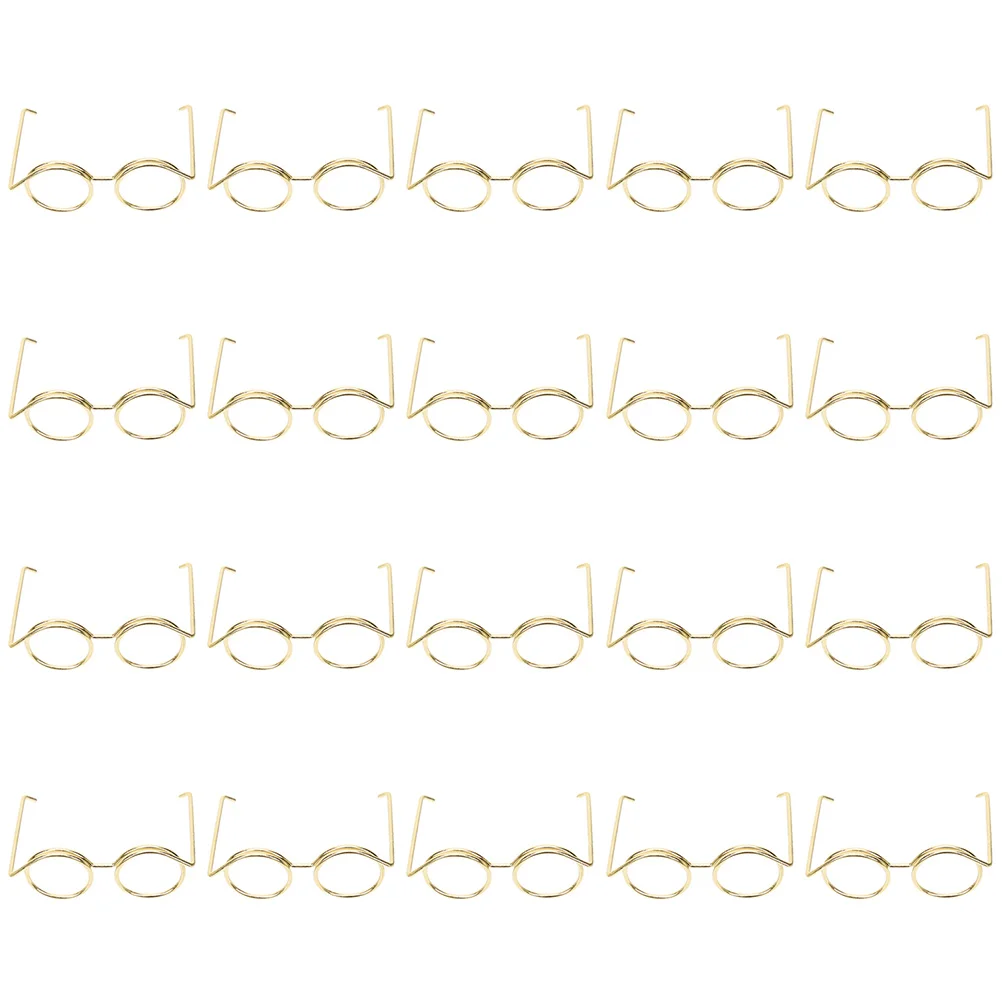 

20 Pcs Metallic Glasses Mini Frame Accessories Eyeglasses Miniature Dress Props