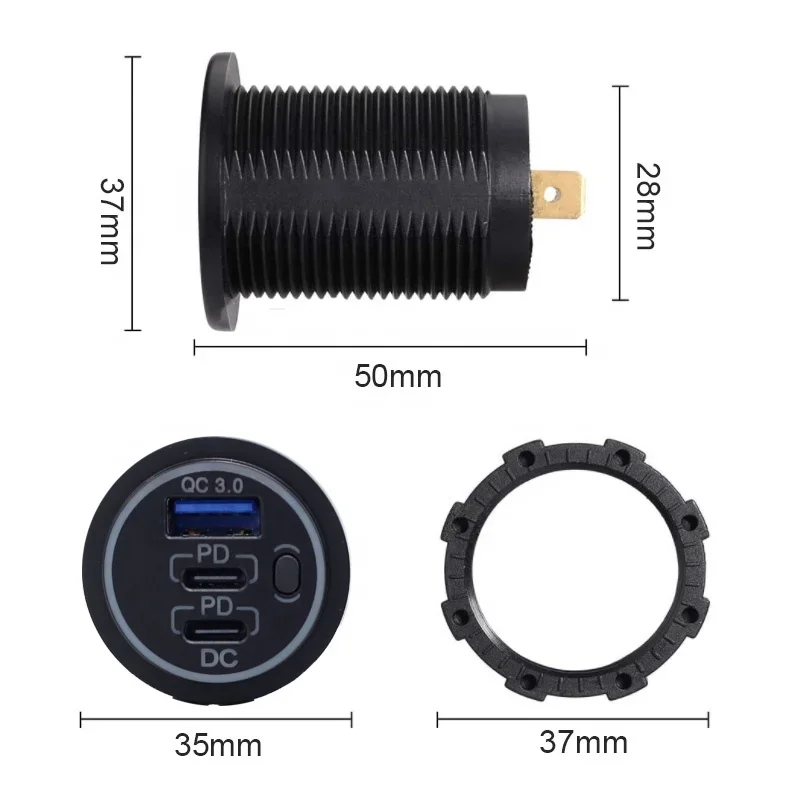 Тройная Розетка USB 60 Вт 12 В/24 В стандартное автомобильное зарядное устройство