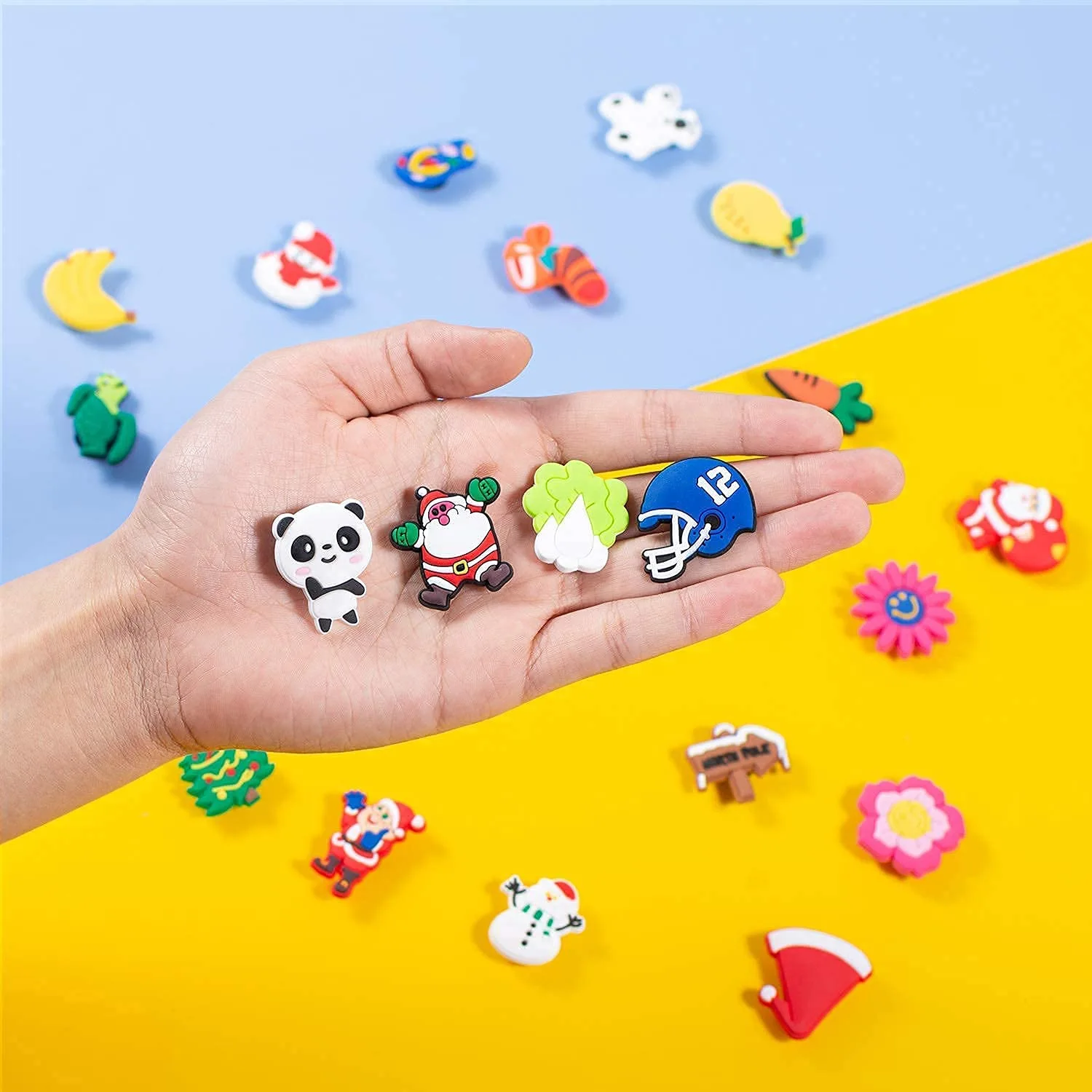 Hot 20-300PCS jibz Wholesale Random Animal fruit and animationShoes Charms Decrations For Croc clogs Buckle Kids X-mas Gifts
