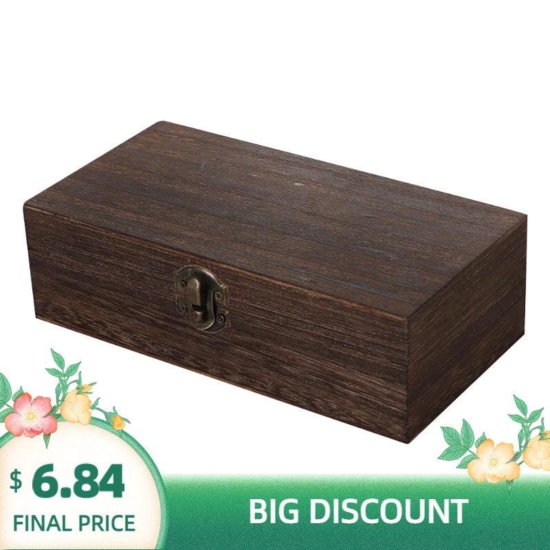 

Travel Sundries Organizer Space Saving Lock Lid Carrying Wooden Storage Box Rectangle Dustproof Jewelry Case Makeup Crafts