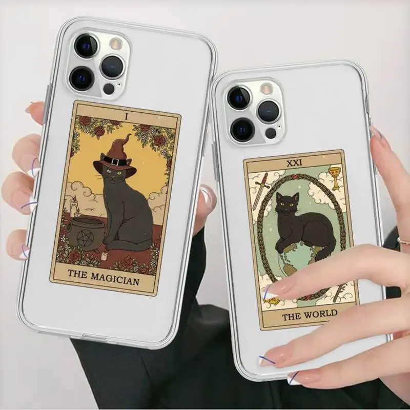 

Witches moon Tarot Mystery totem cat Phone Case For iPhone 14 13 12 11 Pro Max XS X XR SE 2020 6 7 8 Plus Mini Protective Cover