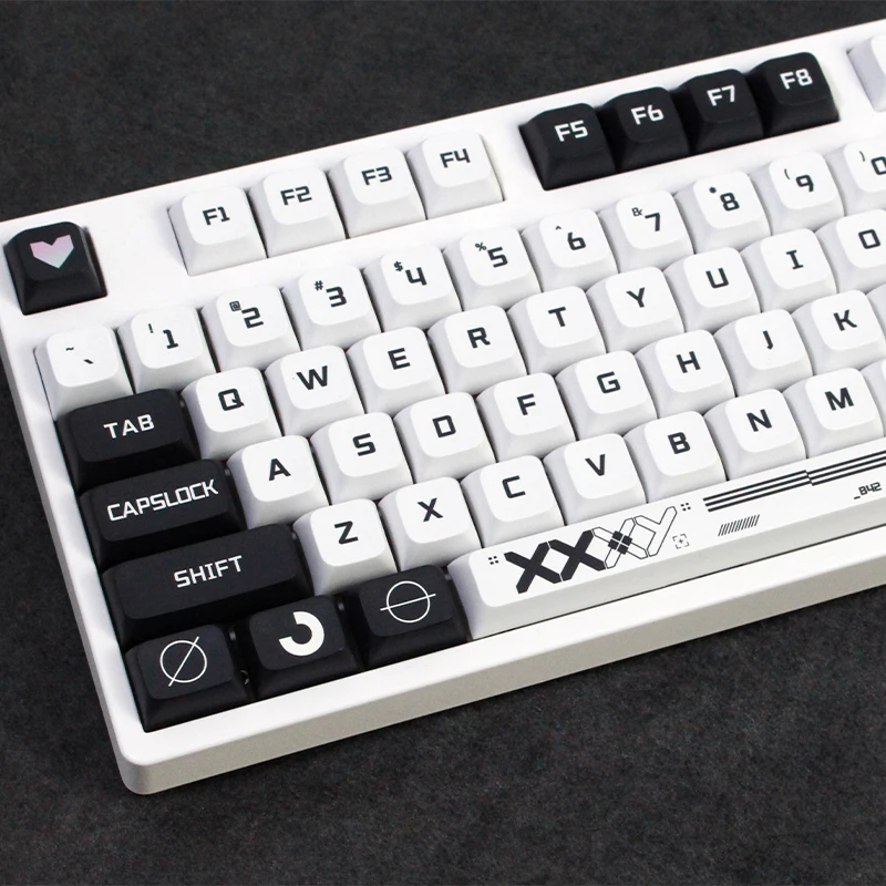 KBDiy 132 Key PBT SYE-SUB Profile PrintStream Custom XDA Keycap for MX Switche Gaming Mechanical Keyboard Black White Key Caps