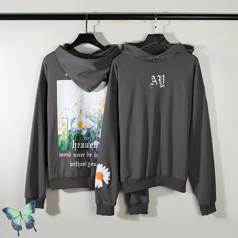 

3D FOAM Logo ASKYURSELF Vintage Distressed Daisy Print Hoodie Sweatshirt
