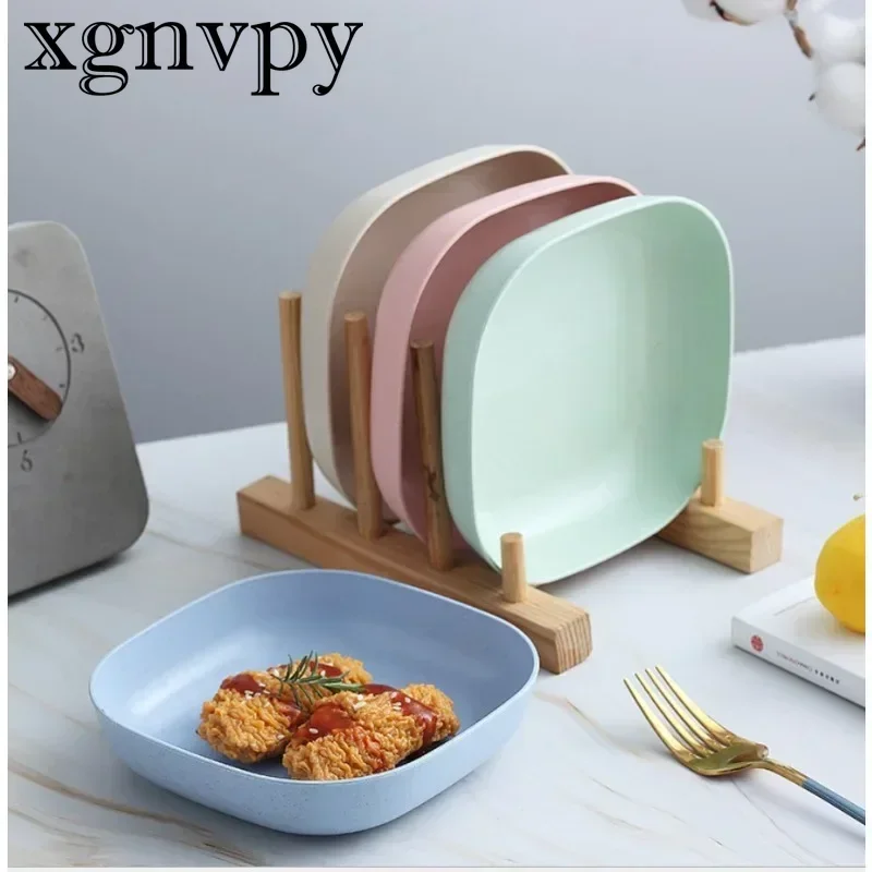 xgnvpy Wheat Straw Round Plate Set Unbreakable Lightweight for Dessert Dinner Home Picnic Fruit Salad Snack Kids Friendly