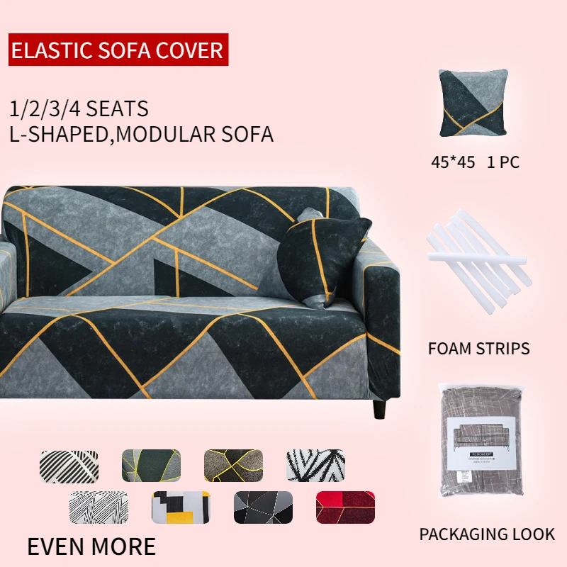 

Living Room Stretch Fabric Sofa Cover Adjustable Armchair Cover 1/2/3/4 Seats Universal L-shaped Sofa Cover Modular Sofa Cover