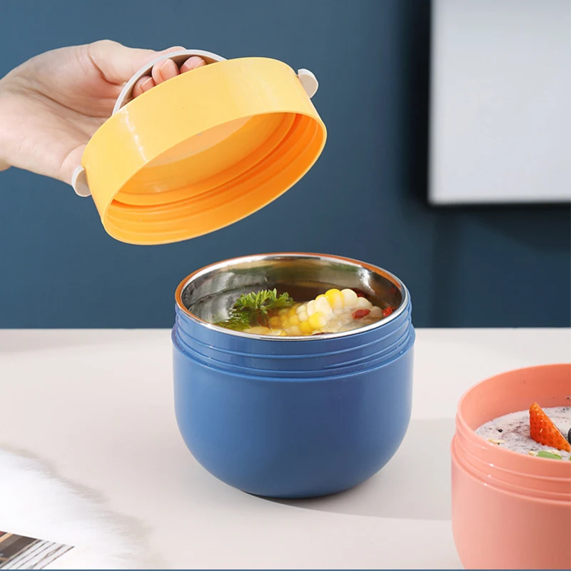 

FHEAL Portable Soup Cup Lunch Box Stainless Steel/Plastic Thermos Mug Food Container Thermal Cup Vacuum Box With Spoon For Kids