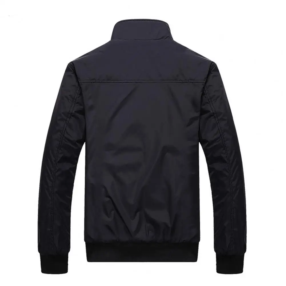 

Middle-aged Coat Popular Plaid Lining Pockets Coat Ribbing Bottom Fine Stitching Men Jacket