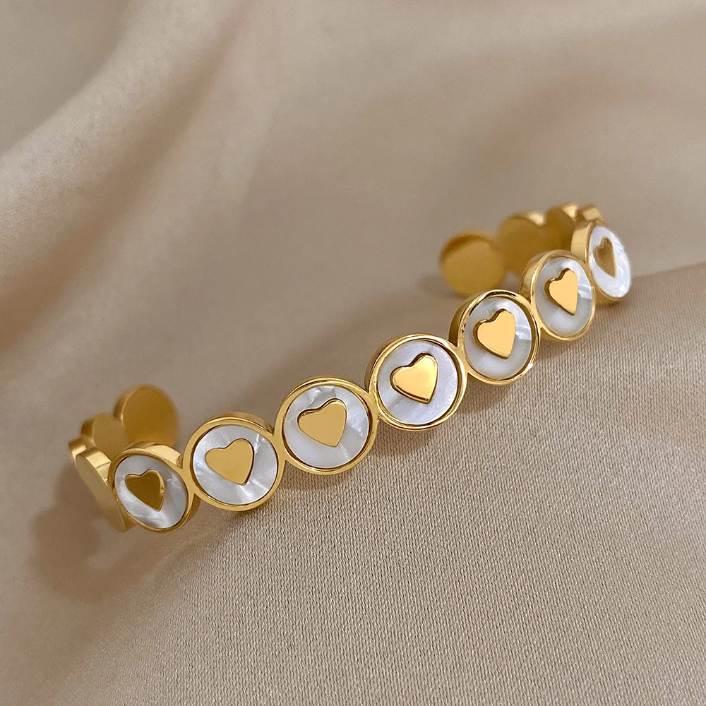 Женский Открытый браслет из нержавеющей стали в виде сердца