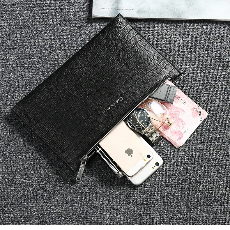 2022 New Luxury Brand Men's clutch bag Wallet Male Clutch Bag Solid color Zipper Wallet Men Business Envelope Wallet Coin Purse