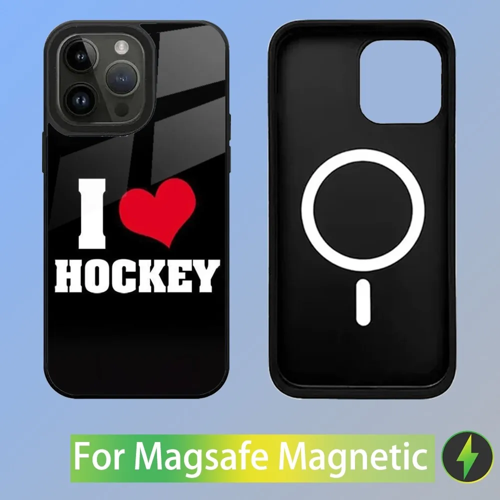 Чехол для телефона хоккея с хоккеем и льдом iPhone 15 14 13 12 11 Plus Pro Max Mini Magsafe магнитная